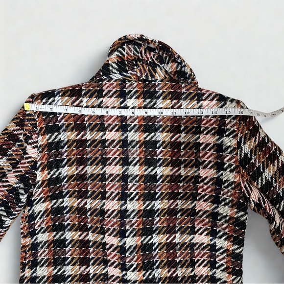 CAbi Regency Coat Plaid Fringe Hem Long Coat Size XS Wool Blend Tweed - Picture 6 of 15